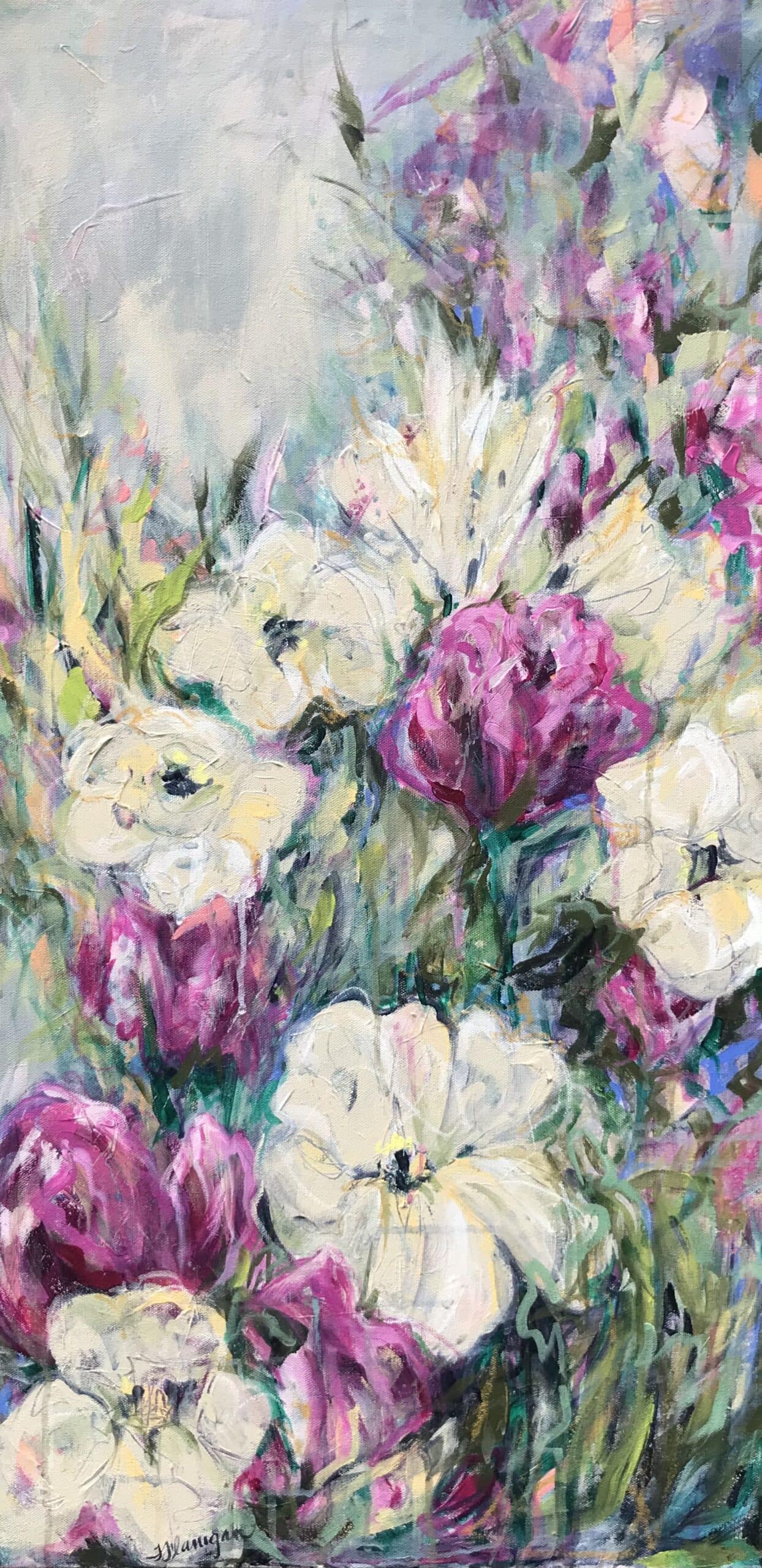 Painting, Seekling Light by Tracey Flanigan, owner, Art in Bloom Floral Studio.